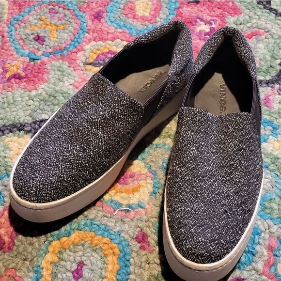 VINCE Warren Tweed Platform Skate Sneaker Slip On Grey Women's 6 - Picture 1 of 7